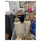 Brass and White Ceramic Table Lamps
