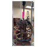 Western-Themed Saddle and Wagon Wheel Lamp