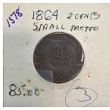 1864 2-Cent Coin With Small Motto