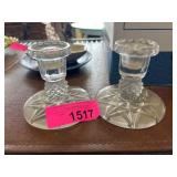 Clear Pressed Glass Candlestick Holders
