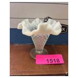 Hobnail Glass Vase With Ruffled Rim