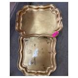 Two Rectangular Gold-Toned Trays