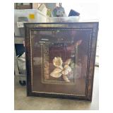 Framed White Florals Artwork and Decorative Wood P
