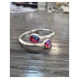 Sterling Silver Ring Sz 9.5 With Red Stones
