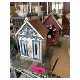 Decorative Wooden Birdhouses With Floral Accents