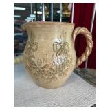 Handcrafted Ceramic Pitcher with Floral Design