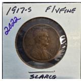 1917-S Lincoln Wheat Cent in Fine Condition