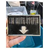 Metal Belt Buckle With Im With Stupid Des