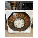 Wall Clock With Star and Horseshoe Motif