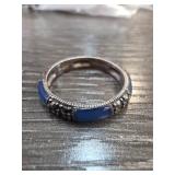 Sterling Silver Band with Blue Stone Inlays