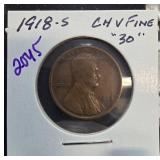 1918-S Lincoln Wheat Cent in CHVF Condition