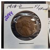 1918-D Lincoln Wheat Cent in Fine Condition