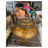 Metal Teapot with Ornate Handle and Lid