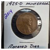 1925-D Lincoln Cent with Mint Error