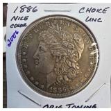 1886 Morgan Silver Dollar with Original Toning