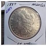 1887 Morgan Silver Dollar MS60/63