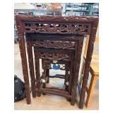 Five Carved Wood Nesting Tables