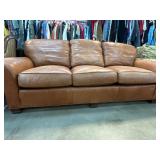 Three-Seat Brown Leather Sofa