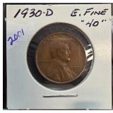 1930-D Lincoln Wheat Cent in Extra Fine Condition