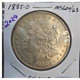 1885-O Morgan Silver Dollar MS60/63