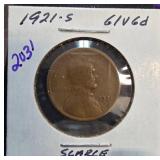 1921-S Lincoln Wheat Cent in Holder