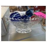 Cut Glass Bowl With Glass Marbles