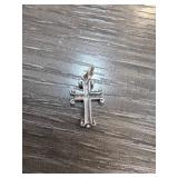 Sterling Silver Cross Charm With Ornate Edges