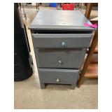 Gray Wooden Three-Drawer Nightstand