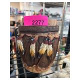 Decorative Feather Motif Lidded Jar