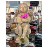 Stone Cherub Statue on Column Base