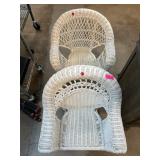 Two White Wicker Childrens Armchairs