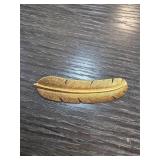 Gold-Tone Multilana Feather Brooch, Marked Bph