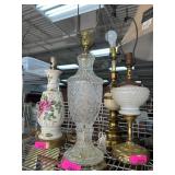Cut Glass Table Lamp With Floral Design