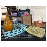 Decorative Accessories Lot with Vase, Tray, and Mo