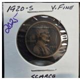 1920-S Lincoln Wheat Cent in Very Fine Condition