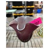 Purple Glass Vase with Ruffled Edge