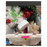 Holiday Decorations in Storage Bin