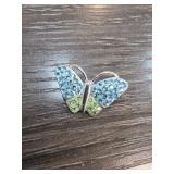 Sterling Silver Butterfly Brooch with Crystals