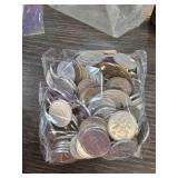 Bag of Mixed Foreign Coins in Plastic Bag