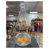 Glass Oil Lamp with Clear Reservoir and Chimney