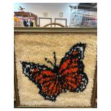 Framed Butterfly Latch Hook Wall Art