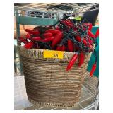 Woven Basket with Chili Pepper String Lights