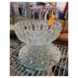 Pressed Glass Bowl Set with Pedestal Base