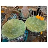Green Cabbage Dishes and Ceramic Corn Jar