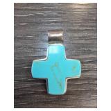 Sterling Silver Turquoise Cross Pendant