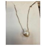 Sterling Silver Necklace with Pearl Pendant