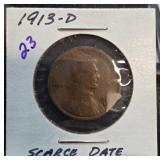 1913-D Lincoln Wheat Cent Scarce Date