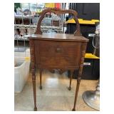 Wooden Cabinet with Handle and Brass-Lined Interio