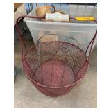 Red Wire Basket With Ceramic Handle