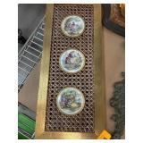 Framed Decorative Porcelain Miniature Trio